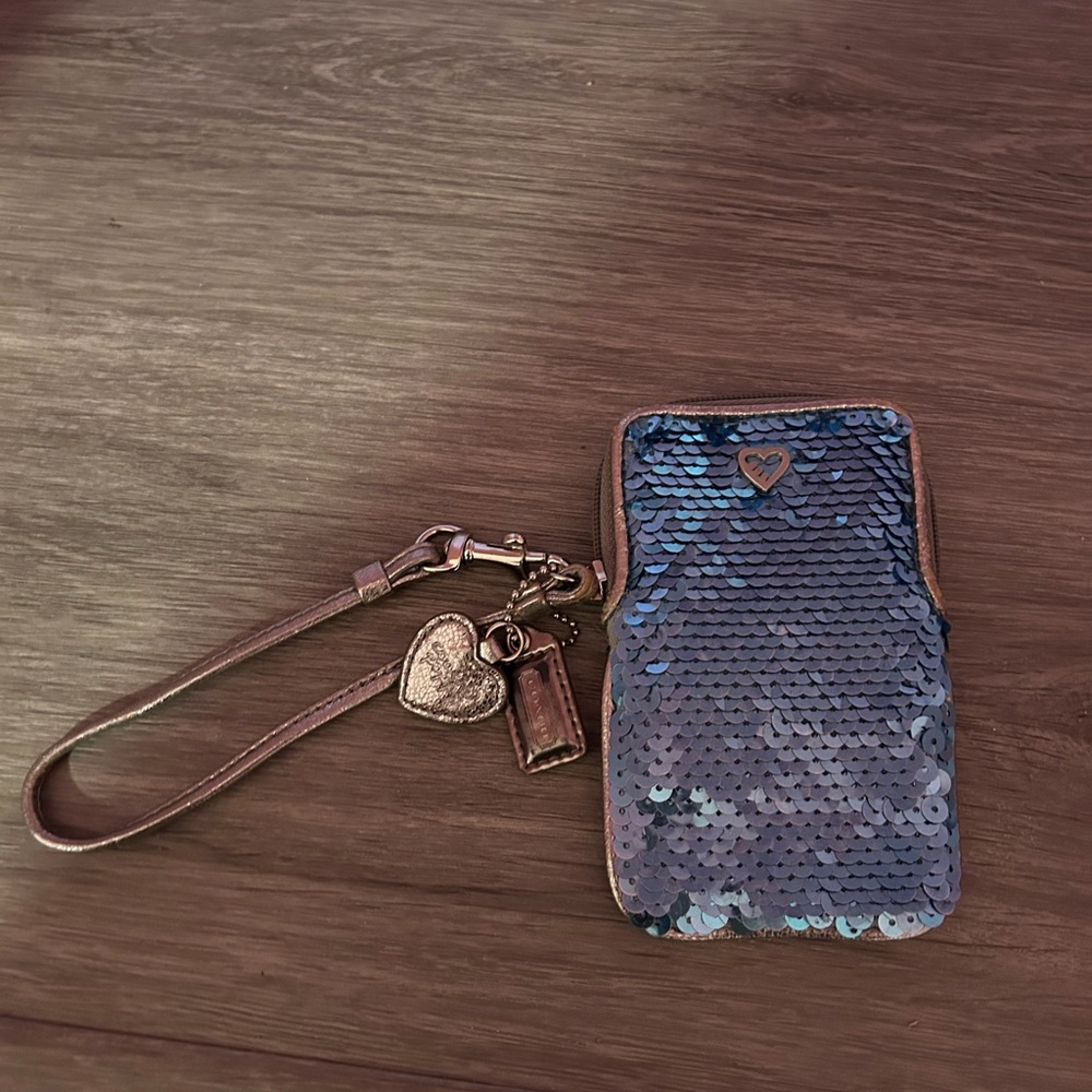 Blue Sequin Wristlet